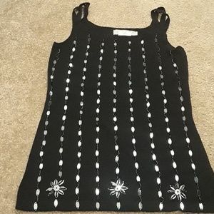 (3/$20) Black beaded double strap tank size Small